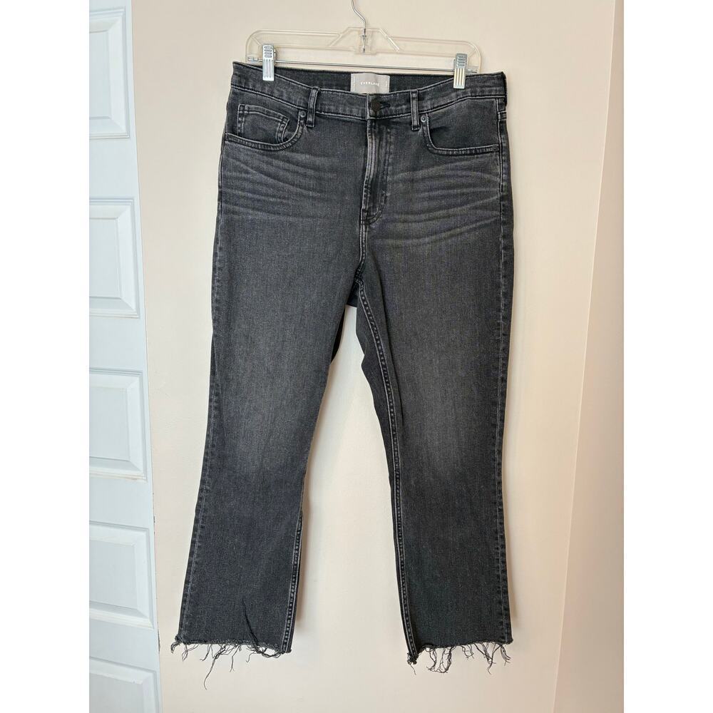 Everlane High Rise Kick Crop Black Jeans Size 31 Raw Hem